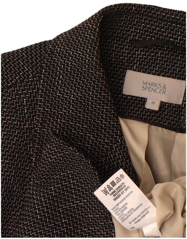 Marks & Spencer Chaqueta Blazer de 5 Botones para Mujer UK 40 XL Black Chevron