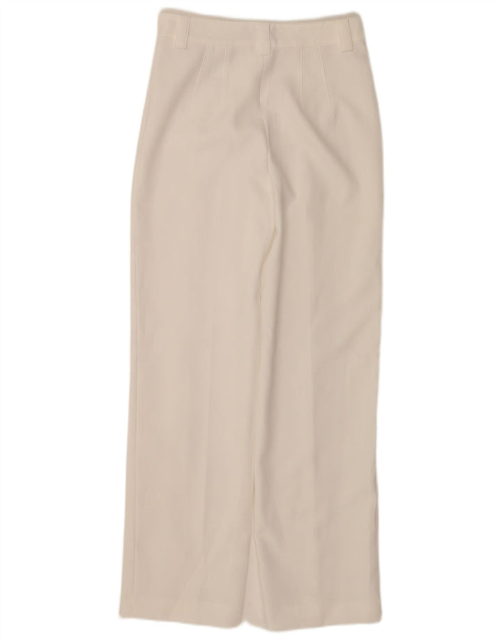 Zara Mujer Pantalones Casuales Rectos Pequeño W26 L32 Poliéster Blanco