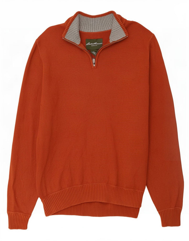 Eddie Bauer Suéter con cuello y cremallera para hombre, tamaño grande, algodón marrón