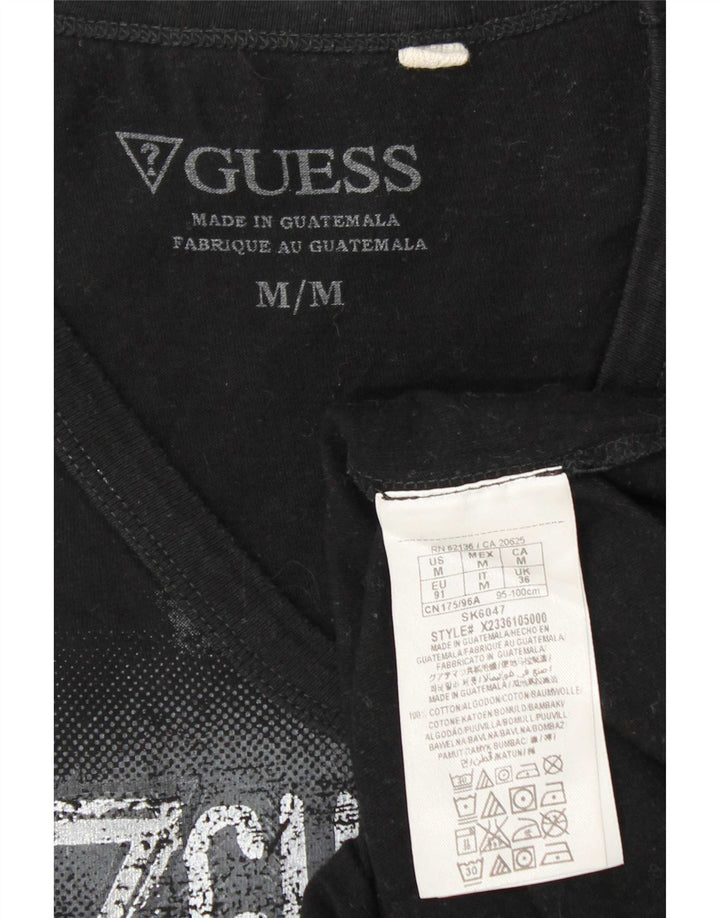 Guess Camiseta gráfica para hombre Top mediano de algodón negro