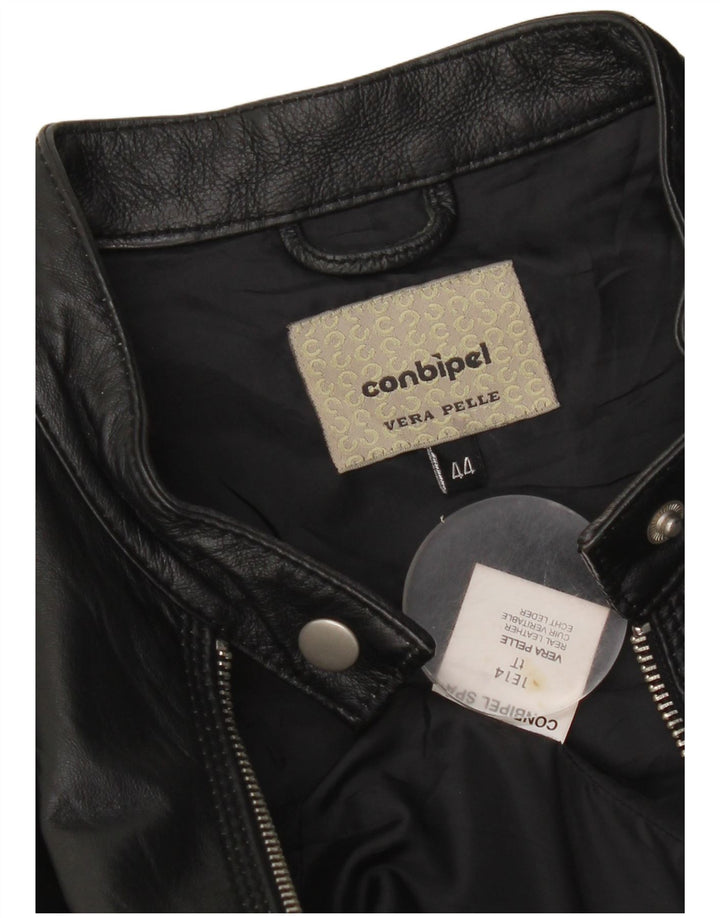 Chaqueta motera de cuero corta para mujer Conbipel IT 44 Cuero negro mediano