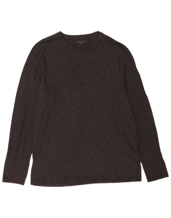All Saints Camiseta para hombre de manga larga de algodón gris grande