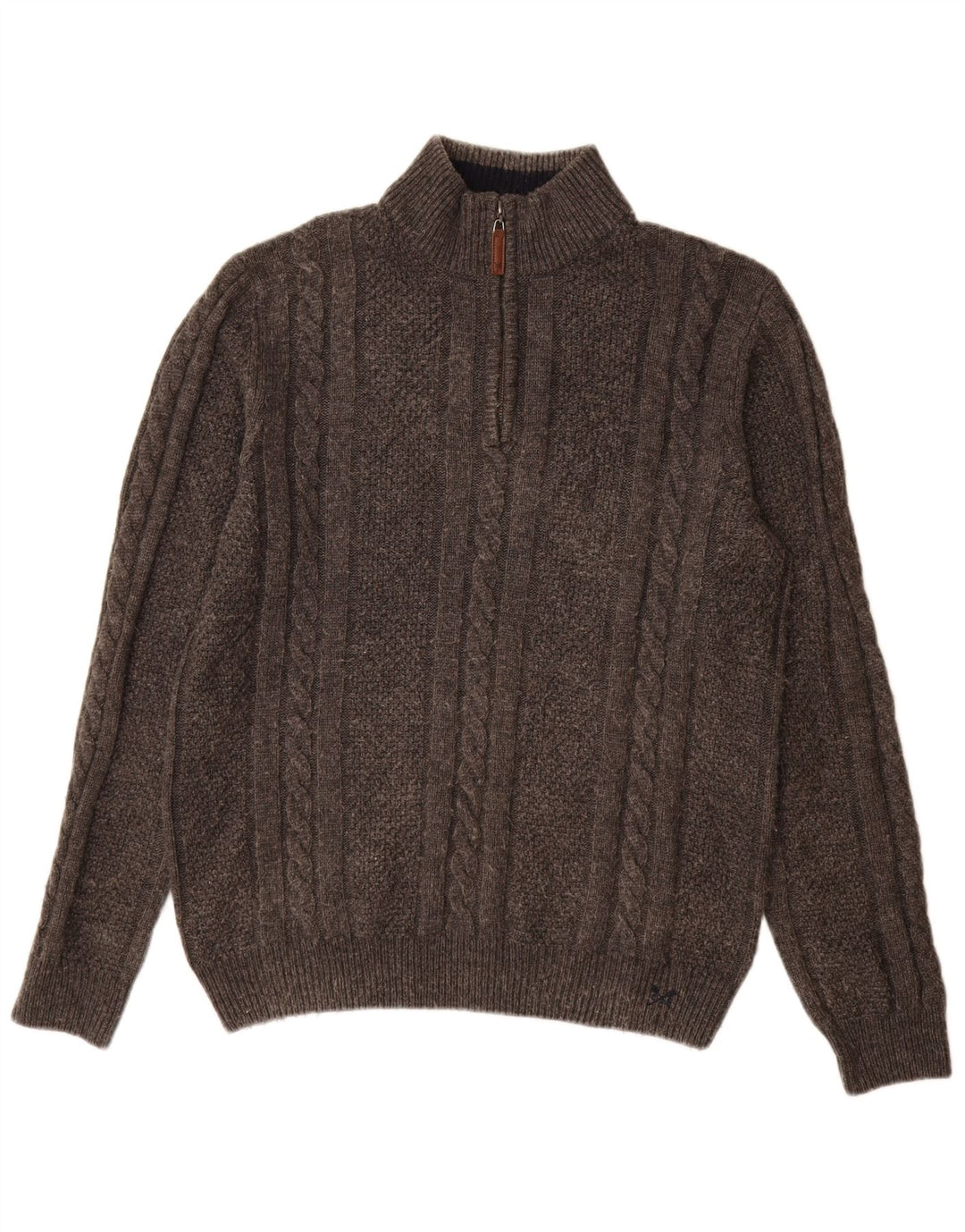 Crew Clothing - Jersey con cuello y cremallera para hombre, lana gris grande