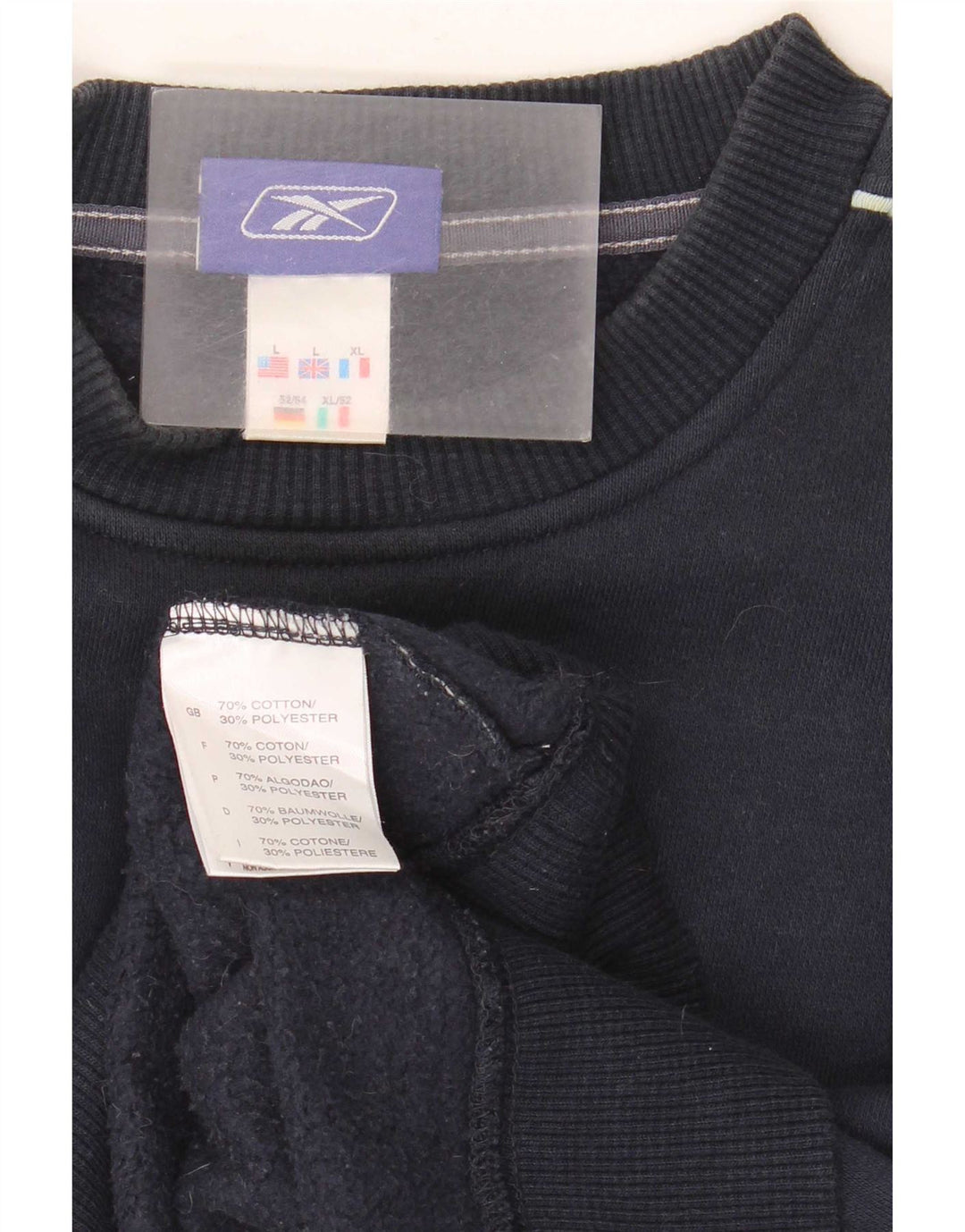 Reebok Hombre Sudadera Jumper Grande Azul Marino Algodón