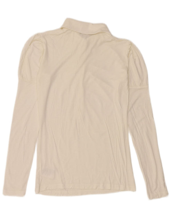 Gaudí Polo de manga larga para mujer UK 12 Medium White Viscosa
