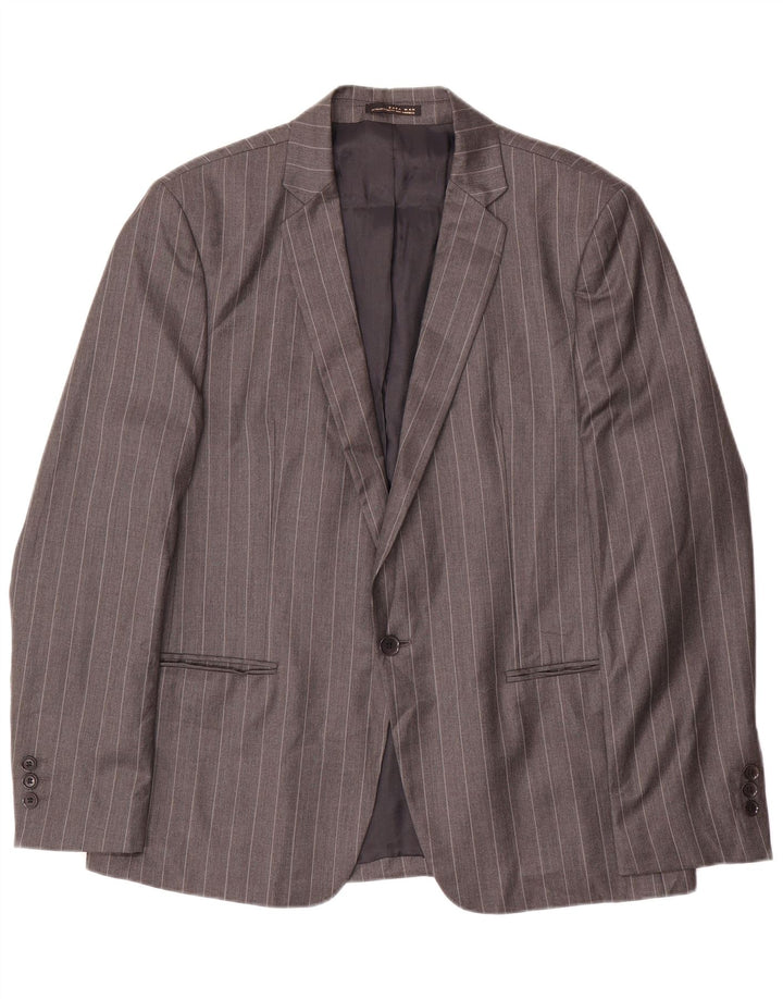 Zara Chaqueta Blazer De 1 Botón Para Hombre EU 54 XL Gris Rayas