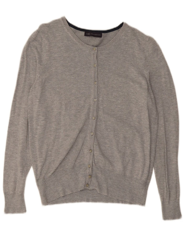 Marks & Spencer Suéter tipo cárdigan para mujer UK 46 Viscosa moteada gris grande