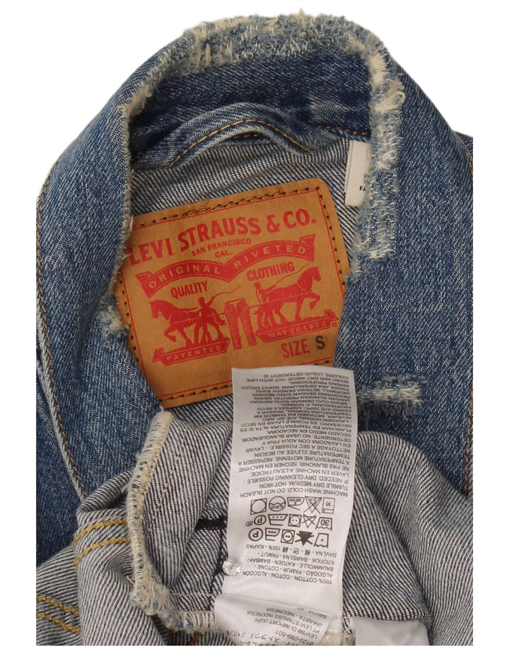 Levi's Chaqueta vaquera desgastada para hombre Reino Unido 36 Algodón azul pequeño