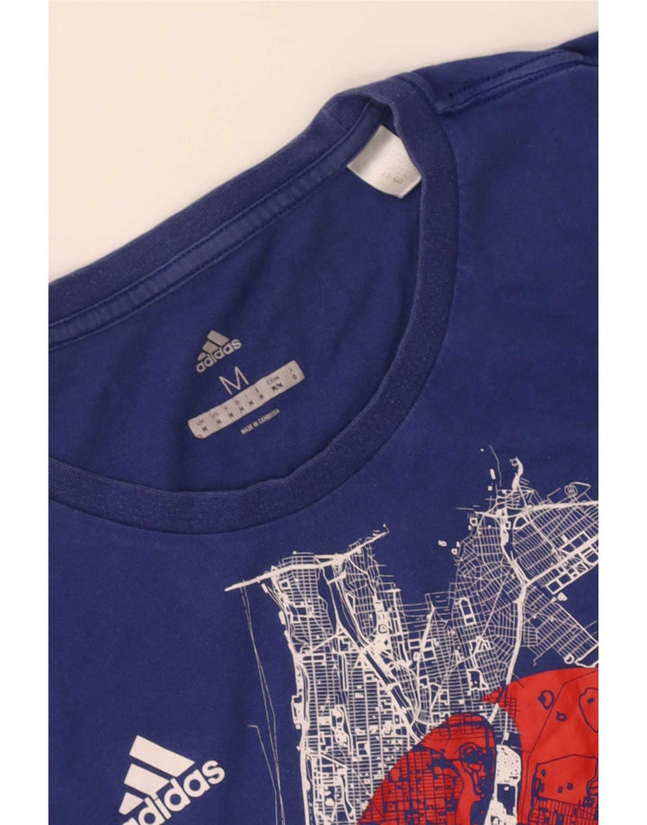 Adidas Hombre Camiseta Gráfica Top Azul Medio