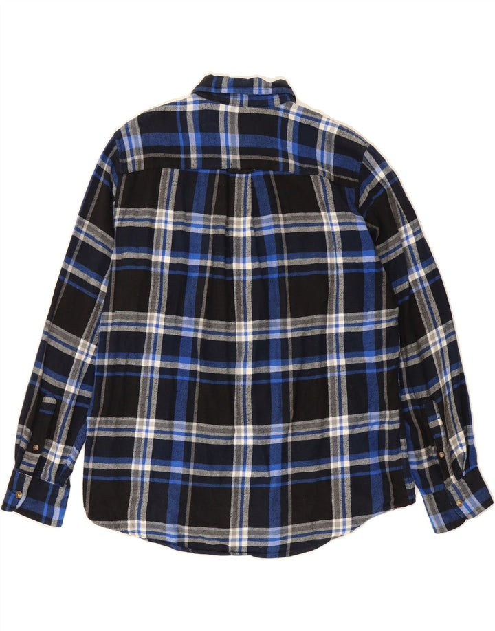 CHAPS Mens Flannel Shirt Medium Blue Check Cotton Vintage Chaps and Second-Hand Chaps from Messina Hembry 