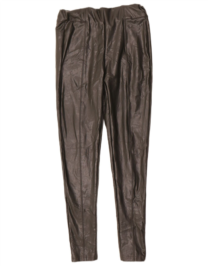 Marks & Spencer Leggings de piel sintética para mujer, talla 40, color verde medio