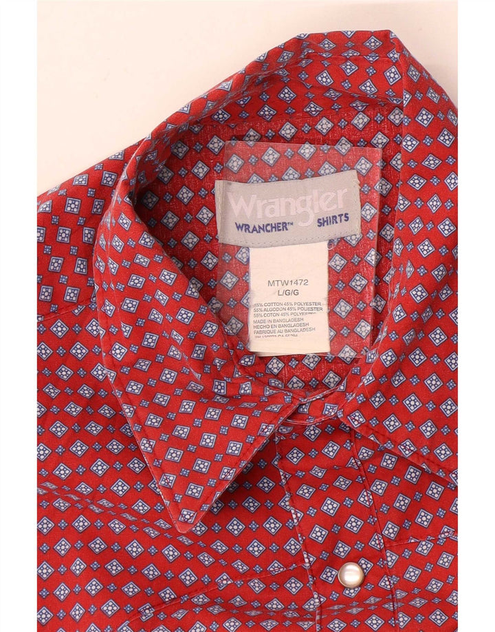 Wrangler Camisa De Manga Corta Para Hombre Algodón Geométrico Rojo Grande
