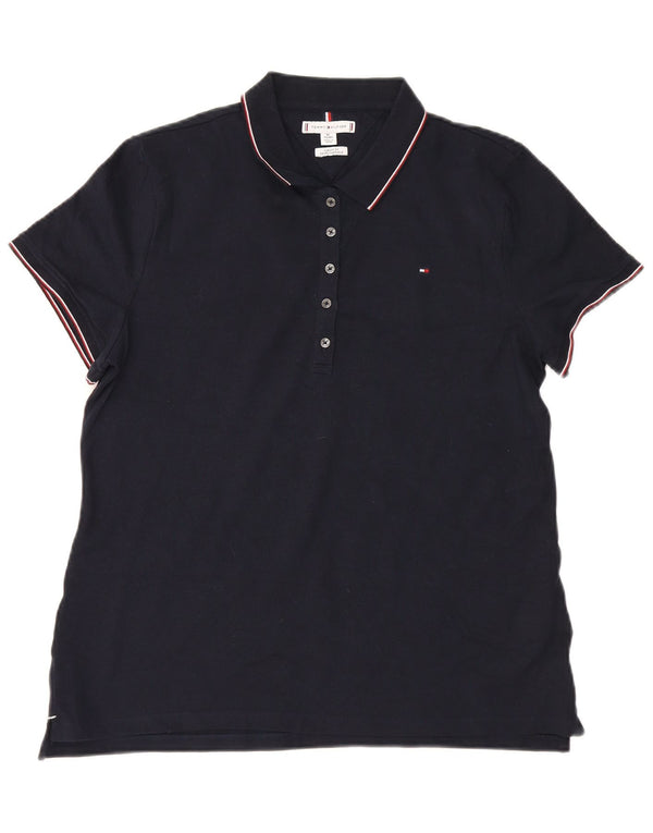 Tommy Hilfiger Polo de ajuste clásico para mujer UK 40 XL Azul marino a rayas