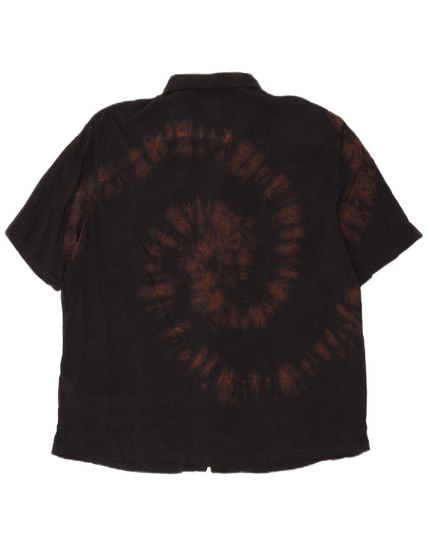 ALL SAINTS Camisa de manga corta de corte relajado para hombre Tinte anudado negro mediano