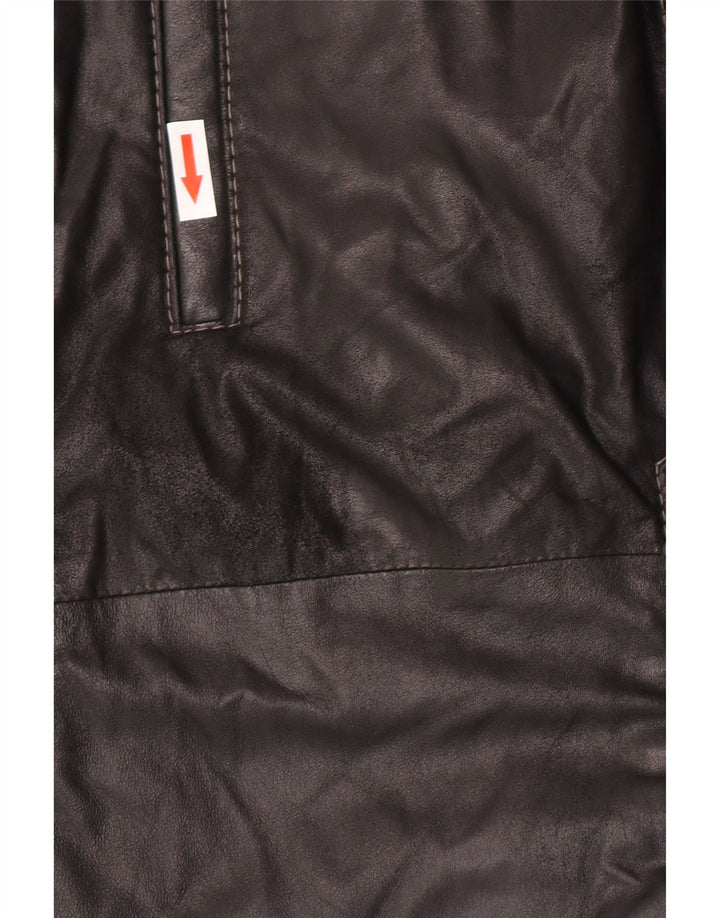 Abrigo de cuero vintage para hombre IT 58 4XL cuero negro