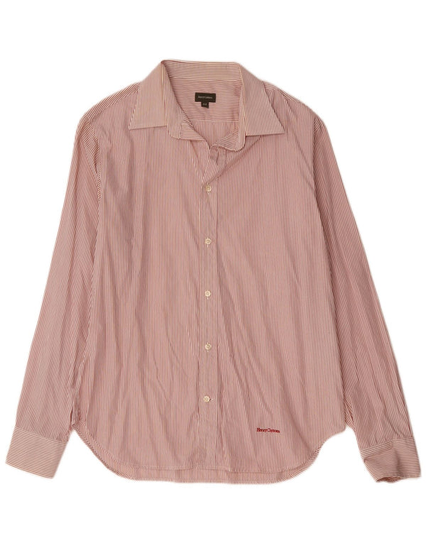 Henry Cottons Camisa para hombre Talla 42 Algodón a rayas rojas grandes