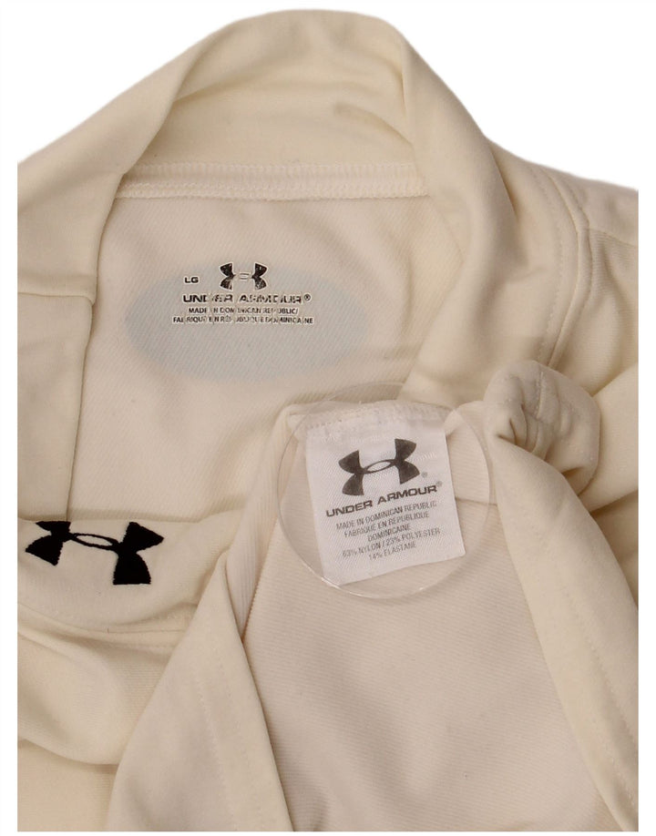 Under Armour Camiseta de manga larga para hombre de nailon blanco roto grande