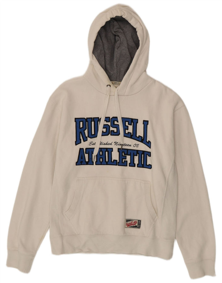 RUSSELL ATHLETIC Jersey con capucha gráfica para hombre Algodón blanco mediano