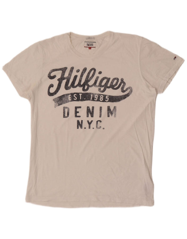 Tommy Hilfiger Mens Graphic T-Shirt Top XL White Cotton