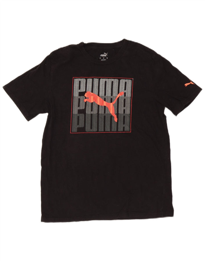 PUMA Camiseta gráfica para hombre Top mediano de algodón negro