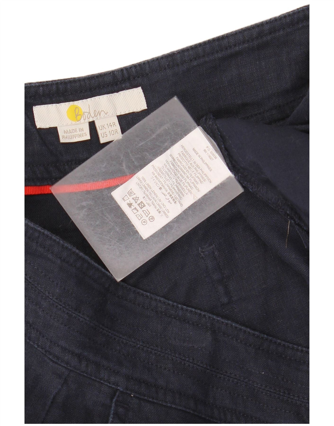 BODEN Pantalones cortos de pierna ancha para mujer UK 40 Large W34 L25 Lino azul marino