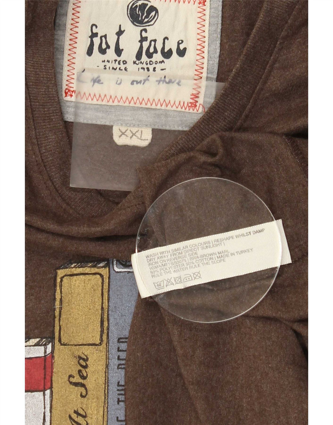 Camiseta gráfica para hombre Fat Face Top 2XL Algodón marrón