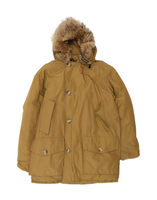 Woolrich Abrigo acolchado con capucha para hombre UK 38 Algodón beige medio