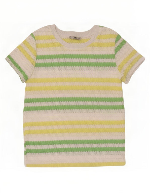 Zara Mujer Blusa De Punto Top UK 10 Small Poliéster A Rayas Multicolor