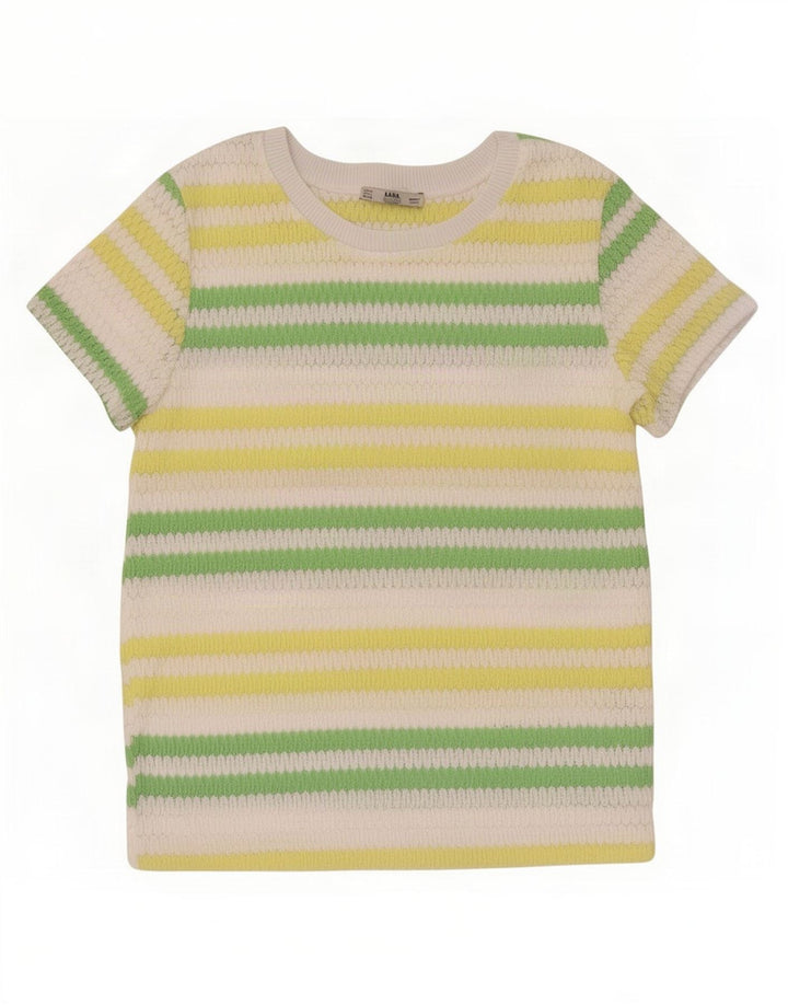 Zara Mujer Blusa De Punto Top UK 10 Small Poliéster A Rayas Multicolor