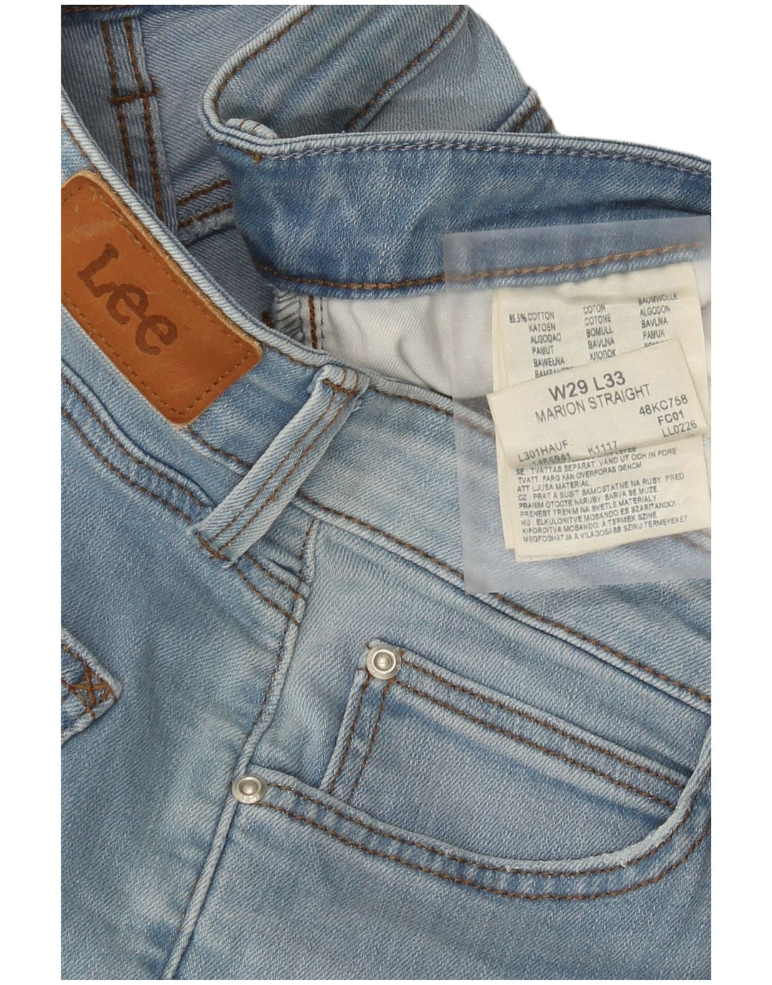 Vaqueros Lee Marion Straight para Mujer W29 L28 Algodón Azul