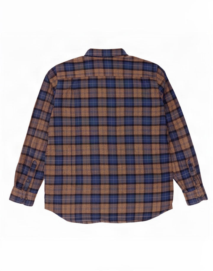 Massimo Dutti Camisa Franela Hombre 2XL Cuadros Marrón