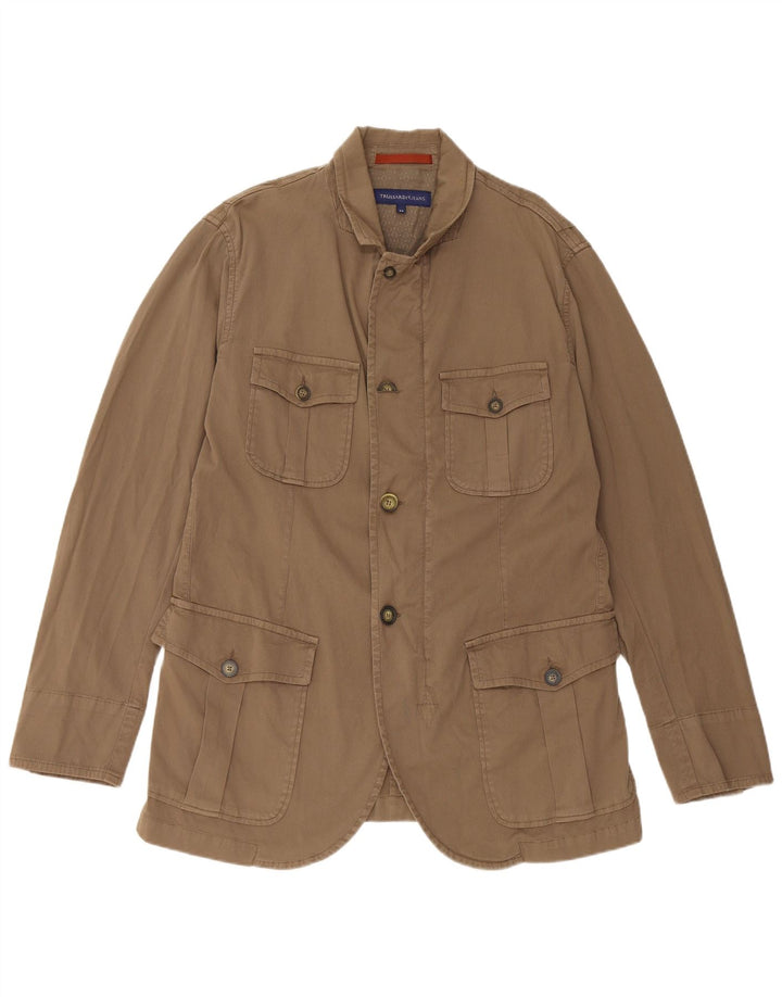 Trussardi Jeans Chaqueta utilitaria para hombre IT 54 2XL Beige Algodón