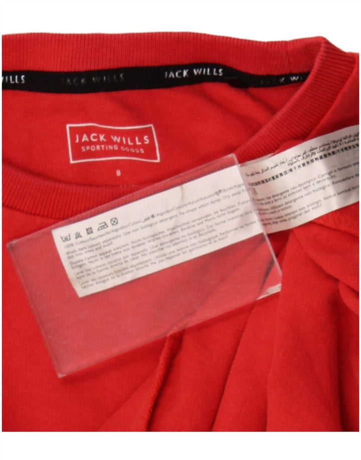 Jack Wills Sudadera corta con estampado gráfico extragrande para mujer UK 8 Small Rojo