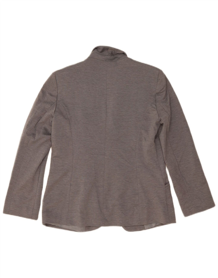 Oasis Chaqueta tipo blazer abierta para mujer UK 10 Small Gris Poliéster a rayas