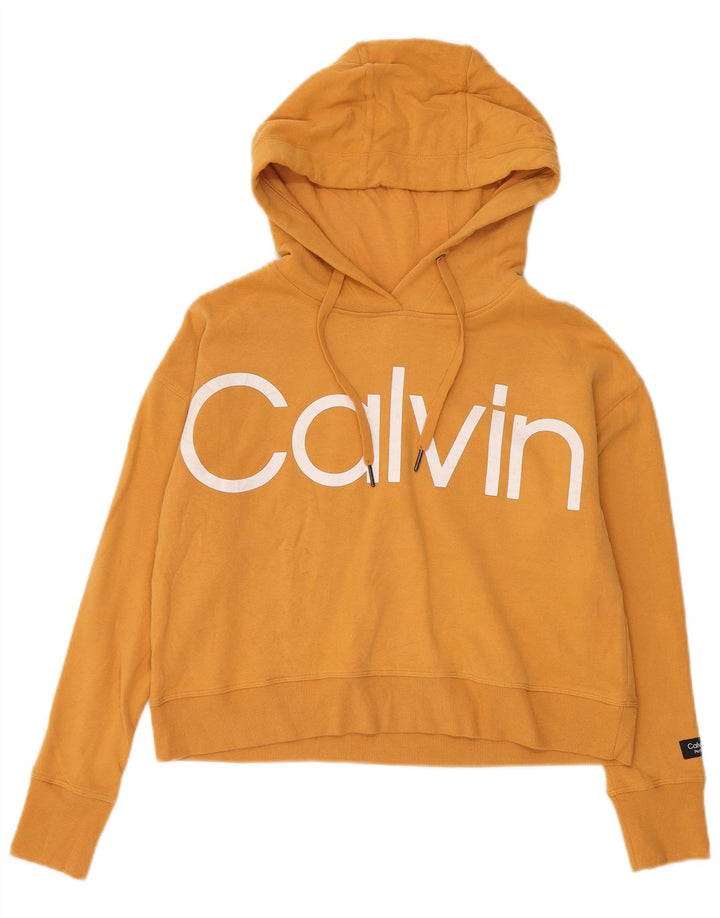 CALVIN KLEIN Jersey con capucha extragrande para mujer UK 10 Small Yellow