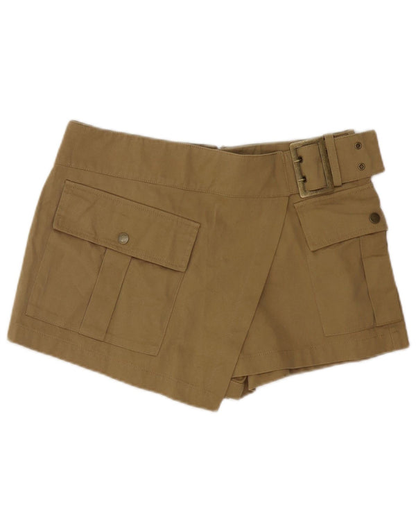 Zara Mujer Shorts Cargo Medianos W28 Algodón Caqui