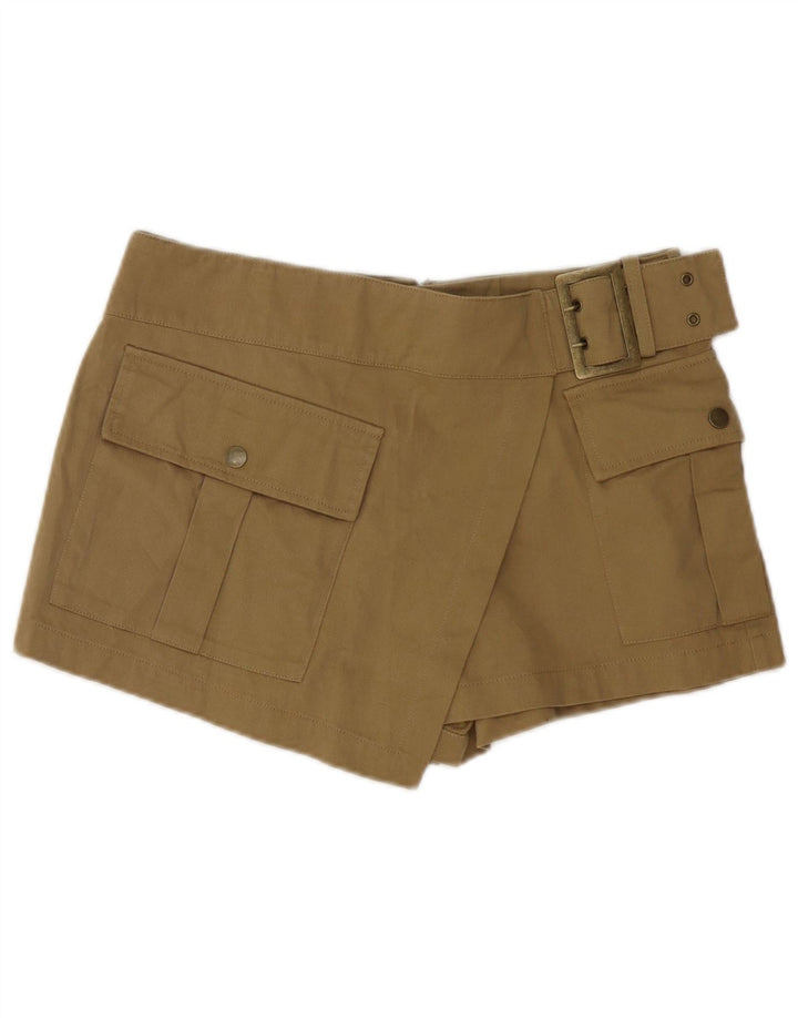 Zara Mujer Shorts Cargo Medianos W28 Algodón Caqui