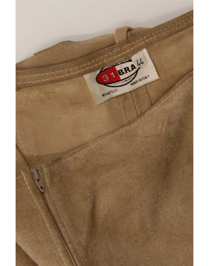 Falda de cuero vintage para mujer IT 44 Mediana W28 Beige
