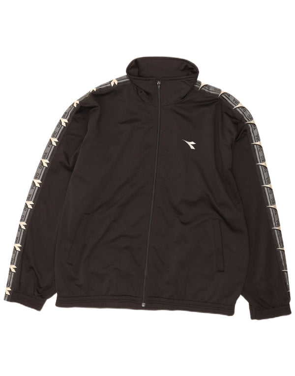 Diadora Mens Graphic Chándal Top Chaqueta ES 46 XL Negro Colorblock