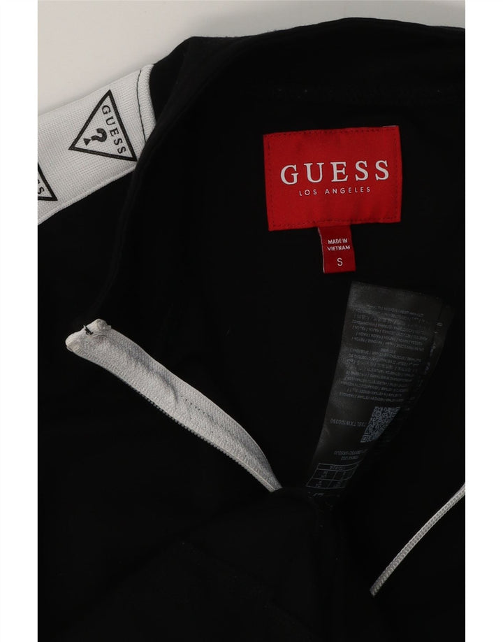 GUESS Chaqueta superior de chándal con gráfico para hombre Small Black Colourblock Rayon