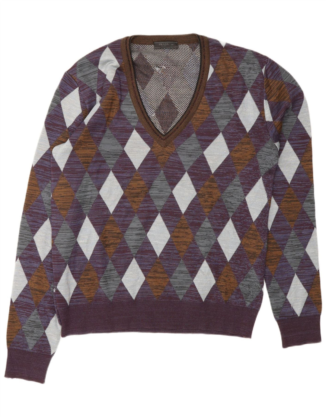 Prada Jersey con cuello en V para hombre IT 50 Medium Purple Designer