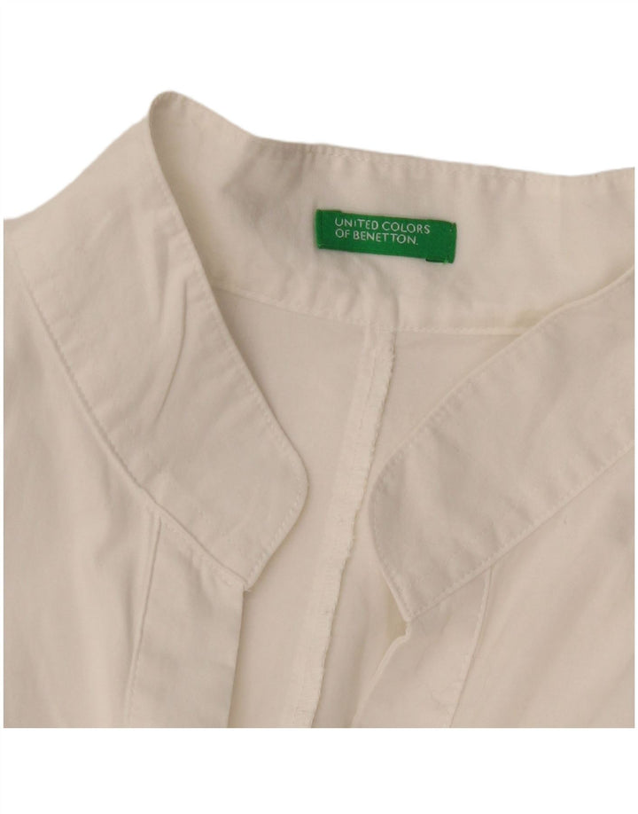 BENETTON Blusa camisera para mujer UK 44 Mediana Blanco