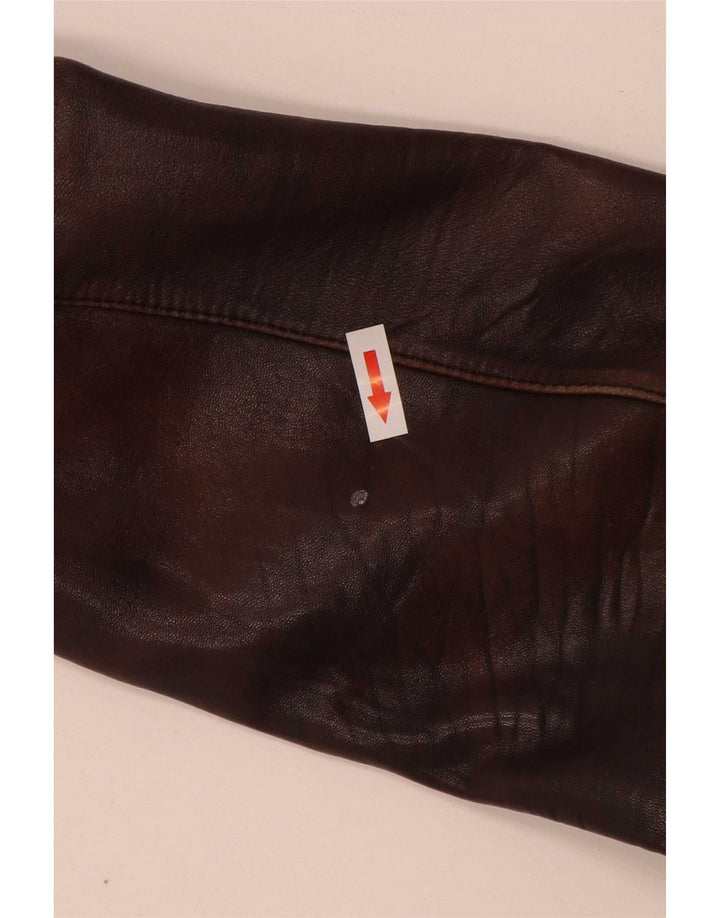 Les Marees Chaqueta De Cuero Hombre IT 48 Marrón Medio