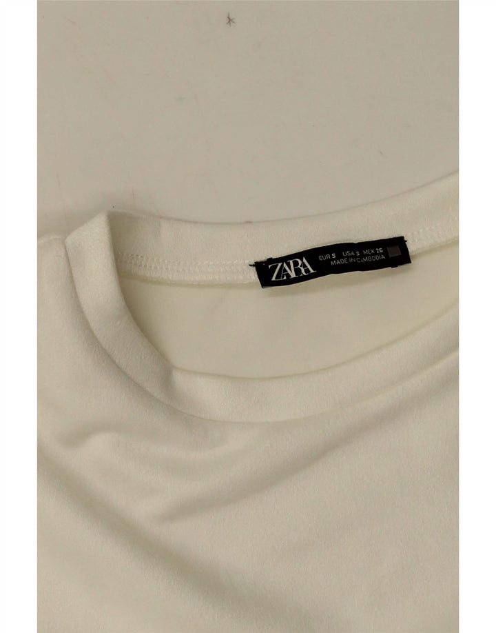 ZARA Vestido recto para mujer UK 10 Small Blanco Floral