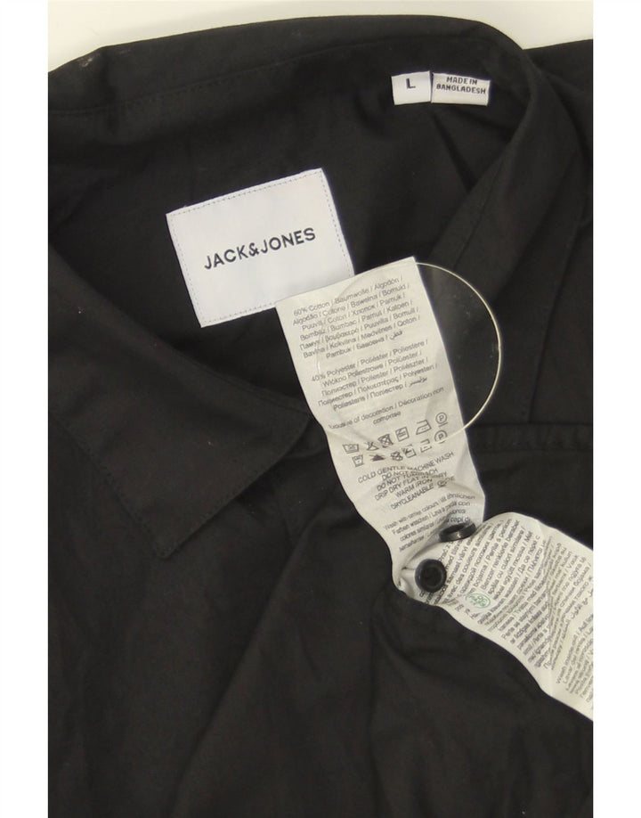 Camisa Jack & Jones Hombre Grande Algodón Negro