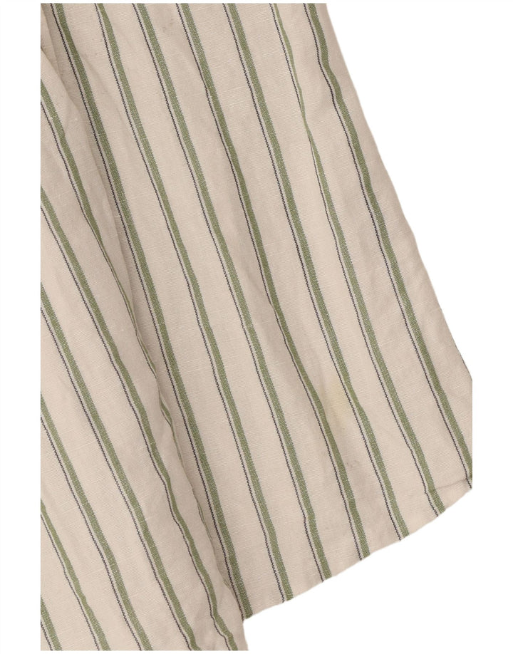 Zara Hombre Camisa Mediana Lino Rayas Blanca