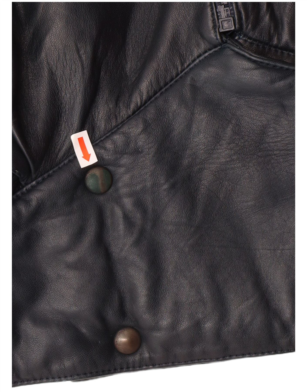 VINTAGE Chaqueta de cuero crop para mujer Reino Unido 6 XS Azul marino