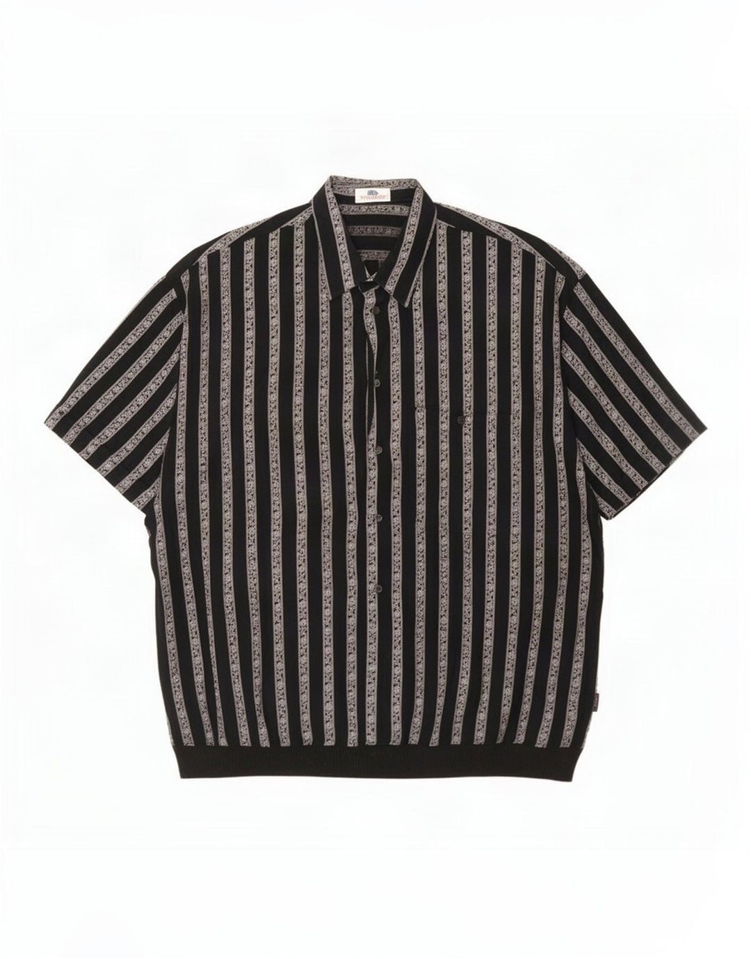Vintage hombres manga corta pullover camisa grande negro paisley viscosa