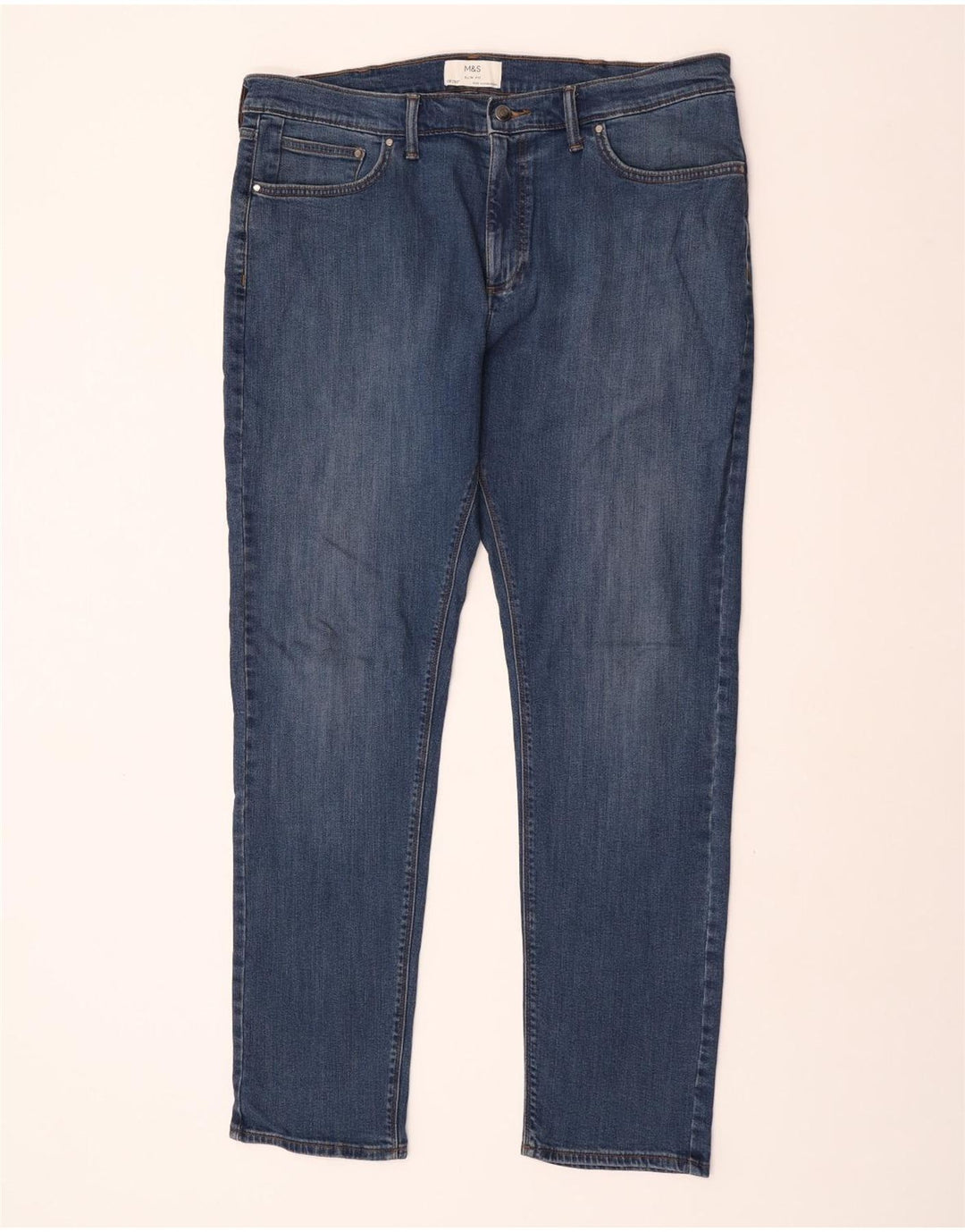 Marks & Spencer Vaqueros ajustados para hombre W38 L33 Algodón azul