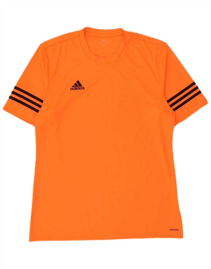 Adidas Mens Climalite Camiseta Top Grande Naranja Rayas Poliéster